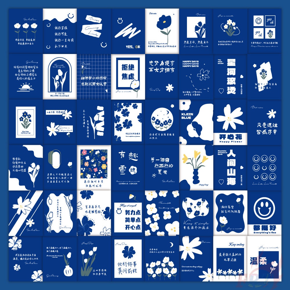 ❉ Nghệ Thuật Klein Xanh Dương Nghệ Thuật Set 03 Sticker Chữ Vibes Series 03 Dán Trang Trí Phong Cảnh ❉ Bộ 60 Sticker Chống Thấm Nước Họa Tiết Doodle Hợp Thời Trang