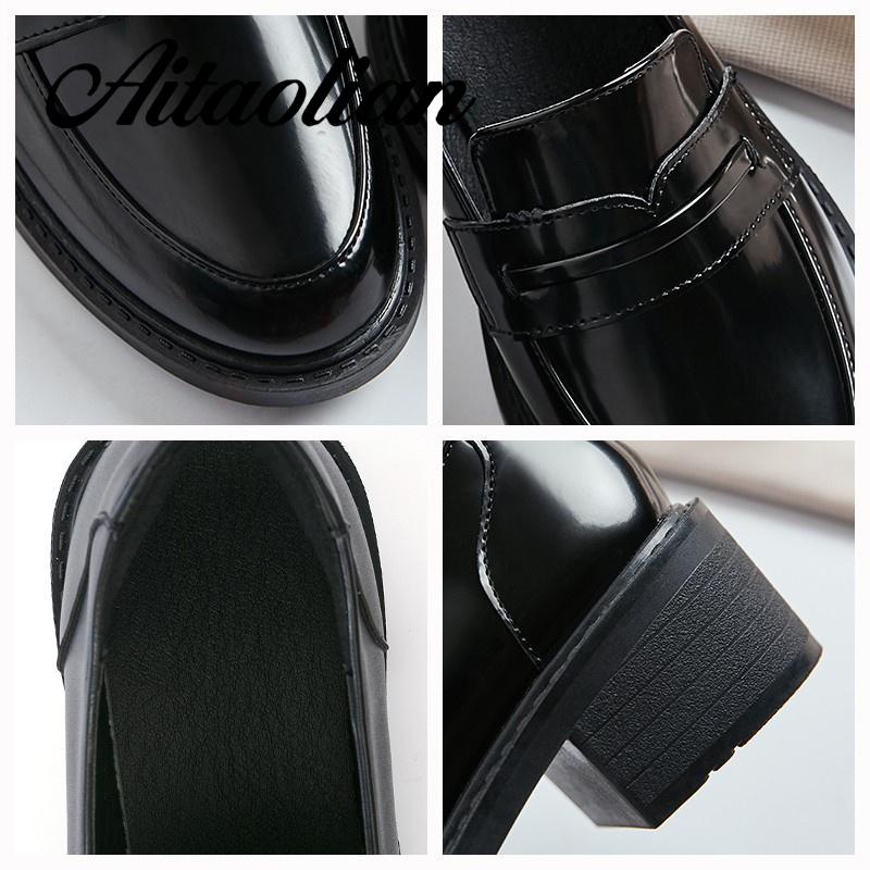 Giày Da Mềm Mũi Tròn Đế Dày Thiết Kế Đơn Giản Thời Trang Cho Nữ