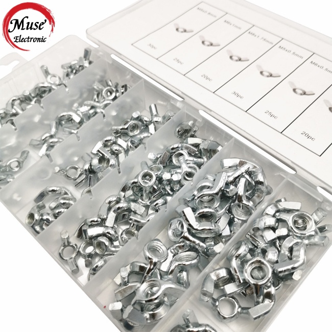 Bộ 150 Đai Ốc Cánh Bằng Hợp Kim Thép M5-m8 Nhiều Kích Thước