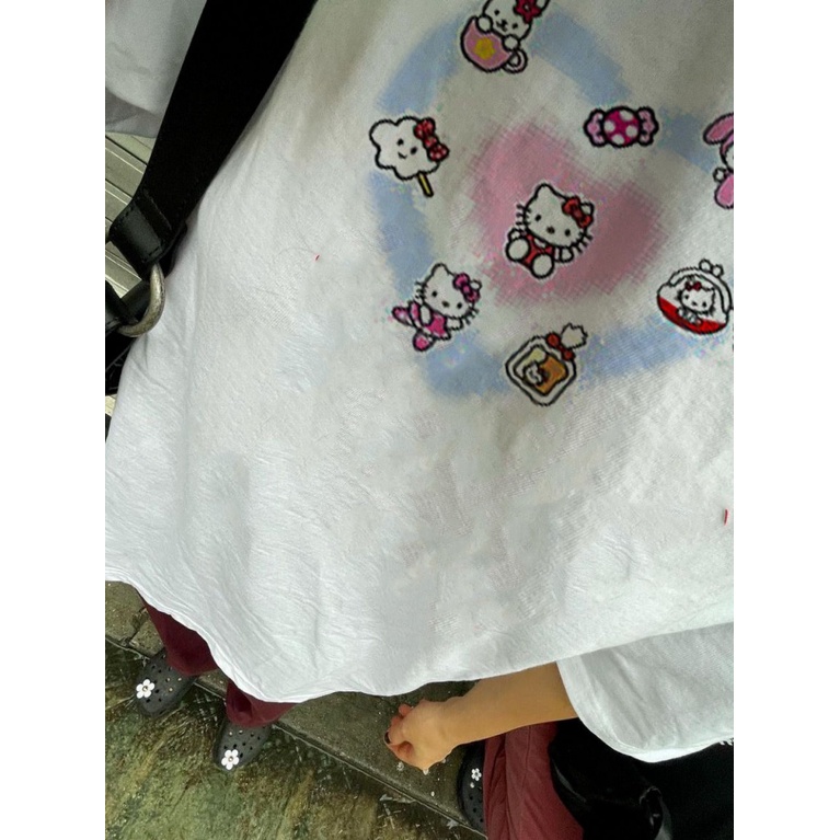 Áo Thun Tay Ngắn Cổ Tròn Dáng Rộng Chất Liệu 100% Cotton In Họa Tiết Hoạt Hình Dễ Thương Thời Trang Mùa Hè Cho Nữ