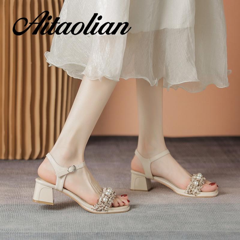 Xăng đan Da Mũi Vuông Đế Dày 5cm Thời Trang Cho Nữ Màu Sắc