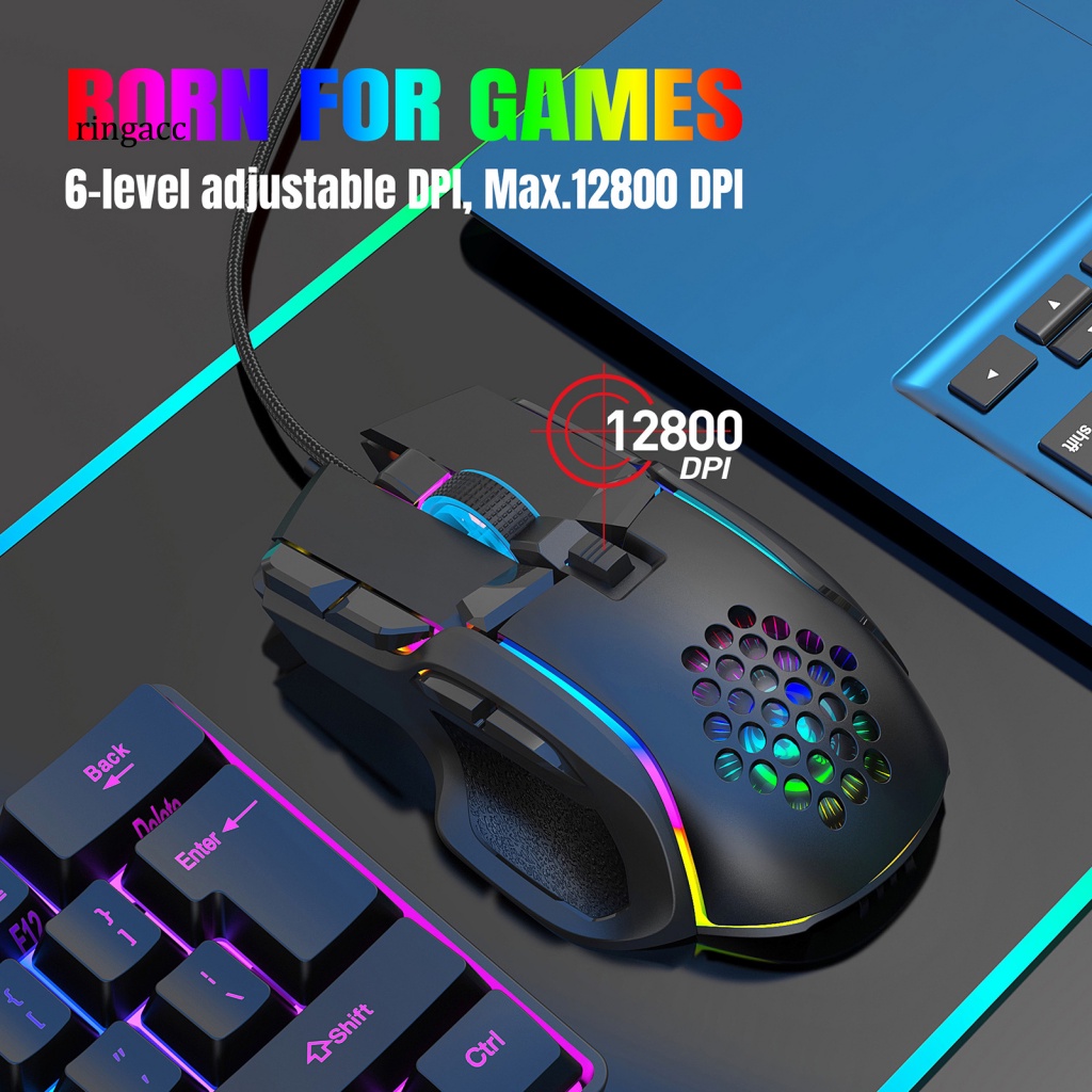 Chuột Quang Có Dây RGA RGB 10 Nút DPI Chơi Game Chuyên Nghiệp Chuột Chơi Game Giao Diện USB 12800DPI 12800
