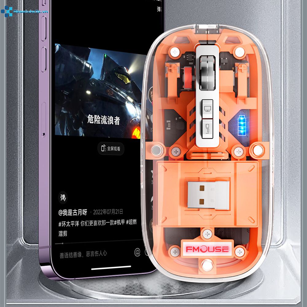 Chuột không dây Mm133 Chuột quang Bluetooth tương thích ba chế độ 2400Dpi có thể sạc lại không ồn ào , thích hợp cho văn phòng gia đình