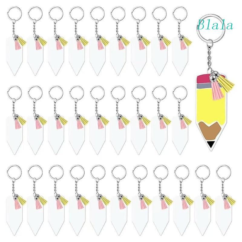 1 Set Móc Khóa DIY Bằng Acrylic Trong Suốt Có Dây Tua Rua Để Làm Đồ Thủ Công