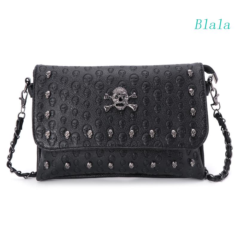 Túi Xách Đeo Chéo Đính Đinh Tán Hình Đầu Lâu Phong Cách Gothic