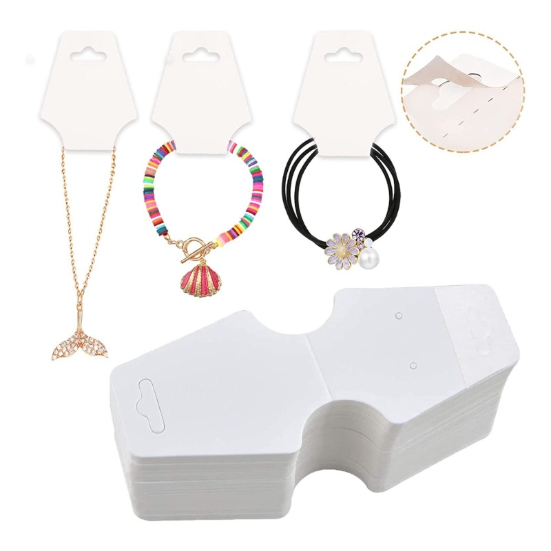 Set 100 Thẻ Giấy Kraft Hai Mặt Dán Trang Trí Vòng Đeo Tay / Vòng cổ / Móc Khóa