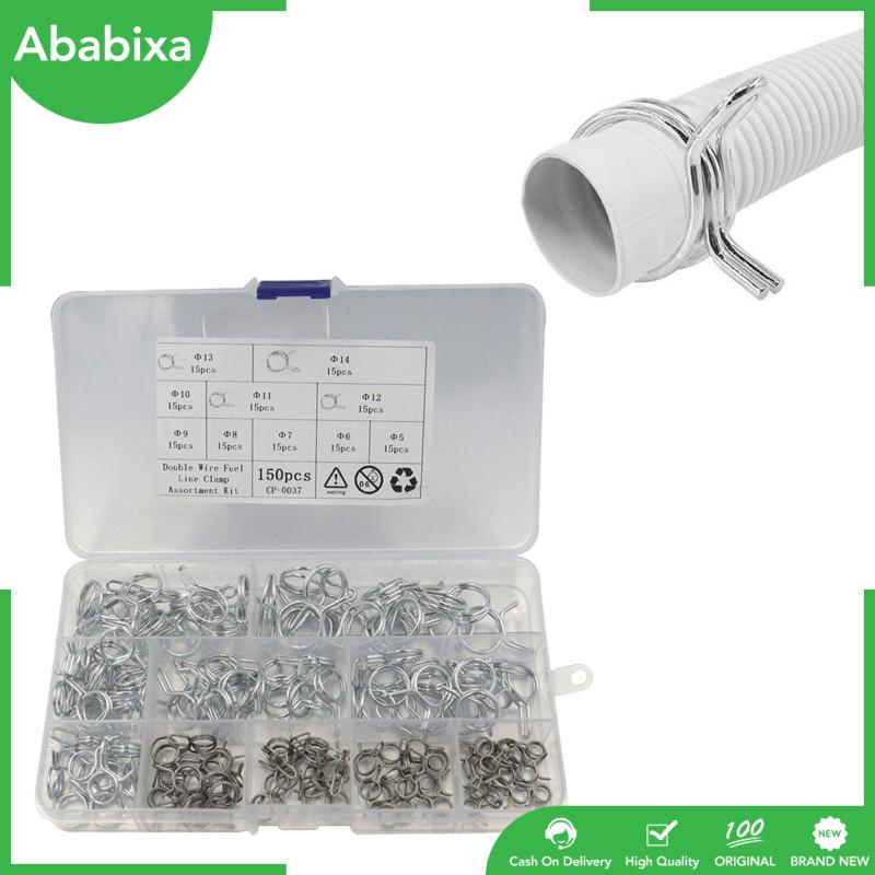 Set 150 Kẹp Dây Lò Xo Đôi 10 Kích Cỡ Bằng Thép Carbon 5-14mm Cho Ống Nước