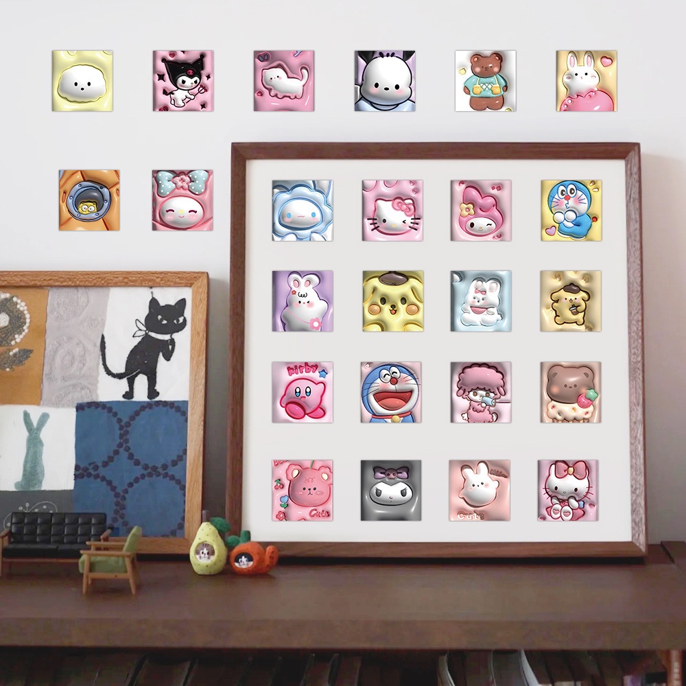 SANRIO Bộ 60 Miếng Dán Họa Tiết Hoạt Hình Kuromi My Melody 3D Dễ Thương Trang Trí Vali / Laptop / Điện Thoại / Tủ Lạnh DIY