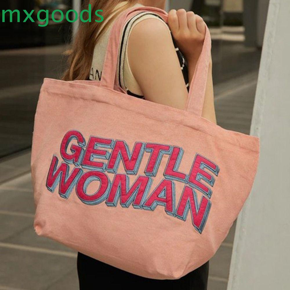 Túi Tote Vải Canvas Cỡ Lớn Thêu Chữ Kiểu Thái Lan Dễ Thương Cho Nữ