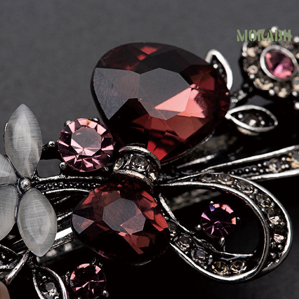 Kẹp Tóc Bằng Hợp Kim Chống Trượt Họa Tiết Hoa Lá Phong Cách Vintage Đa Năng