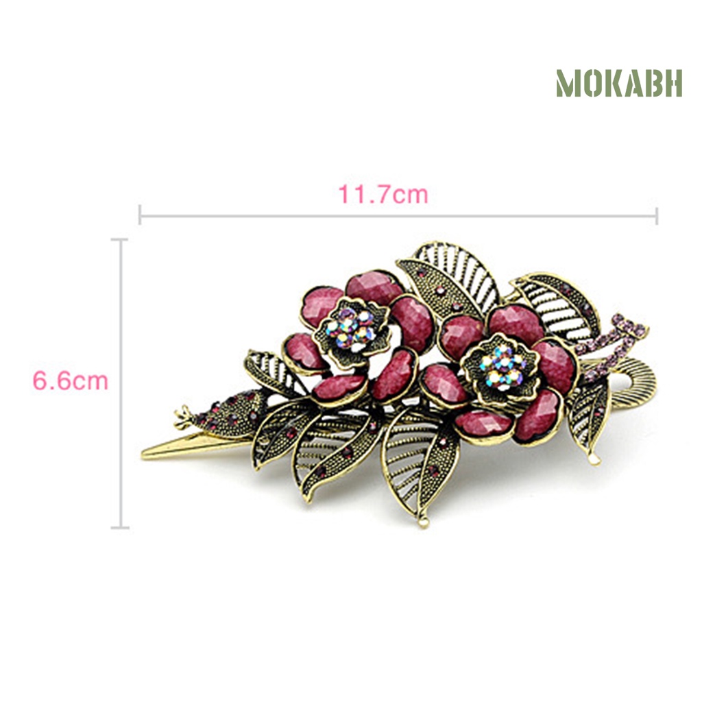 Kẹp Tóc Hình Hoa Hồng Bằng Kim Loại Đính Đá Lấp Lánh Thanh Lịch Cho Nữ