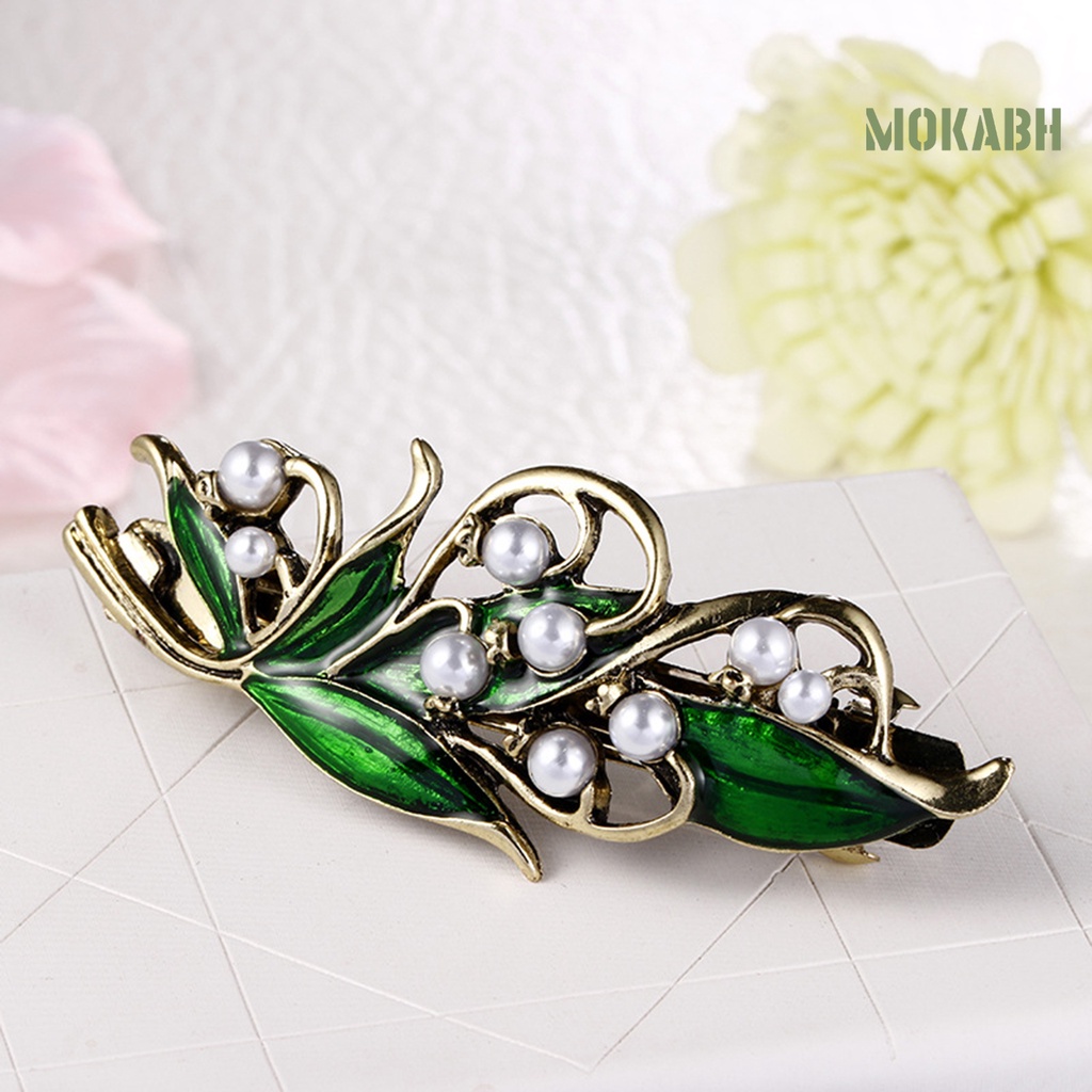 Kẹp Tóc Hình Lá Xanh Chống Trượt Kiểu Dáng Thanh Lịch