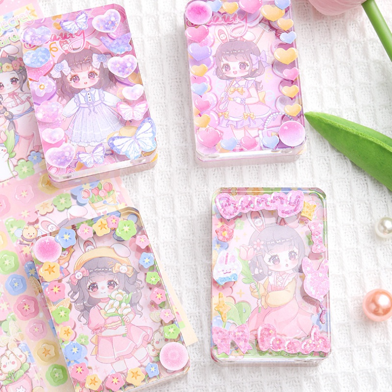 Miếng Dán Trang Trí Sổ Tay Hình Hoạt Hình Dễ Thương Dành Cho Bé Gái