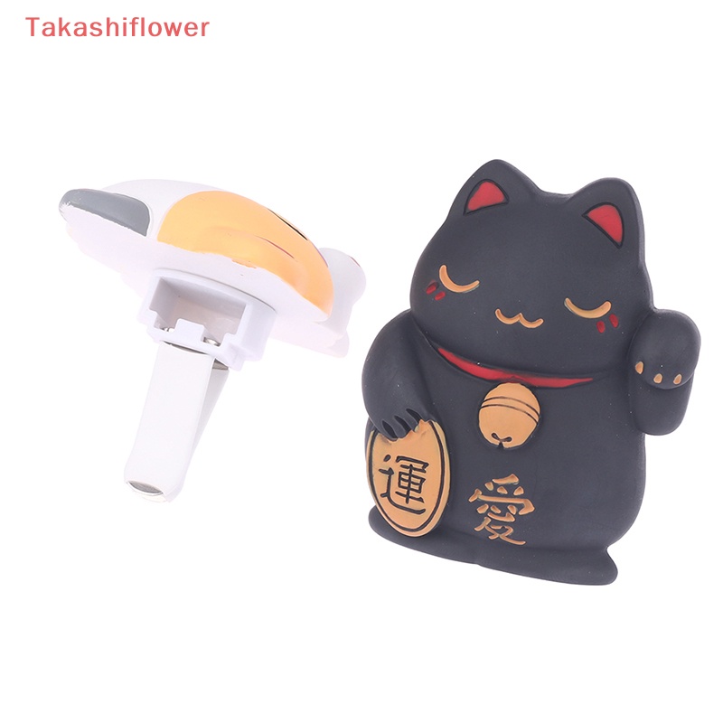 (Takashiflower) Máy Khuếch Tán Hương Thơm Xe Hơi Hình Mèo May Mắn Bằng Nhựa Resin Nghệ Thuật