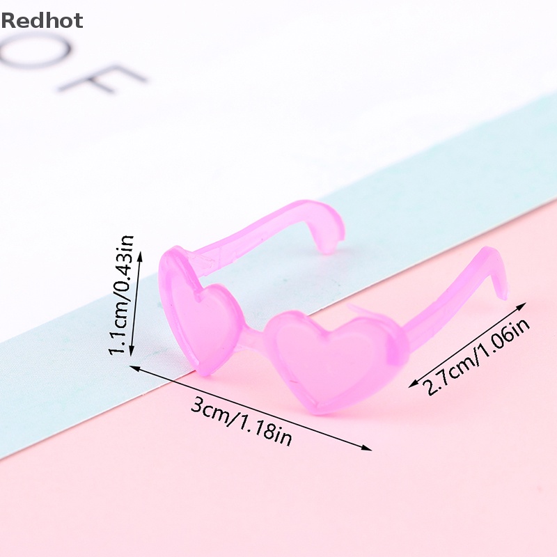 10 Mắt Kính Nhựa Mini Hình Trái Tim Cho Búp Bê Tỉ Lệ 1 / 6