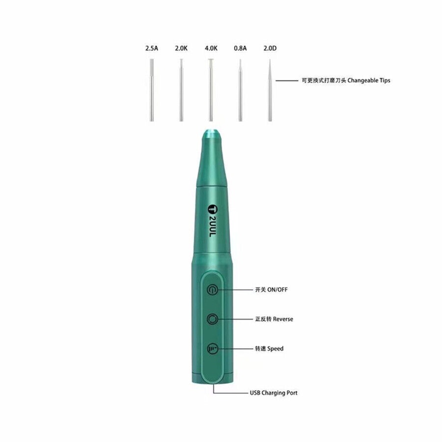 2UUL DA81 Sạc Điện Đánh Bóng Mài Bút OCA Keo Sạch Sửa Chữa Điện Thoại IC Chip Cắt CPU Khoan Tháo Rời
