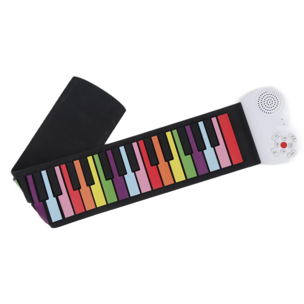 Đàn Piano Cuộn Soft Keyboard Piano, Roll Up Piano 49 phím Bàn cầu vồng linh hoạt dành cho trẻ em Nhạc cụ gấp di động EP‑17 AKOASM