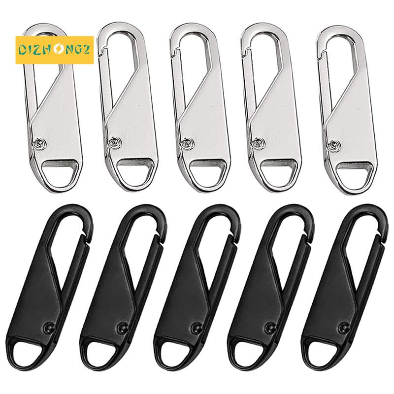 Set 10 Đầu Tab Kim Loại Có Khóa Kéo Thay Thế Tiện Dụng Cho Quần Áo / Vali / Balo Diy