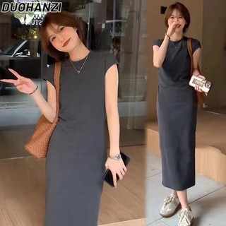 Đầm thun DUOHANZI không tay dáng ôm mẫu mới 2023 phong cách pháp thời trang mùa hè cho nữ