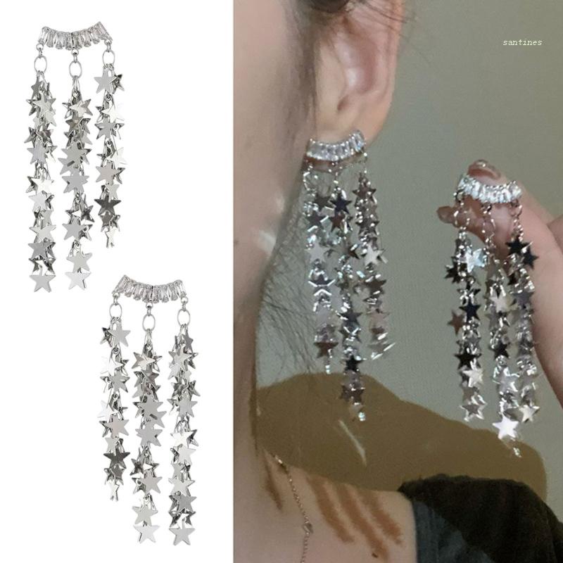 Bông Tai Ngôi Sao Năm Cánh Dáng Dài Phong Cách Boho Thời Trang Cho Nữ