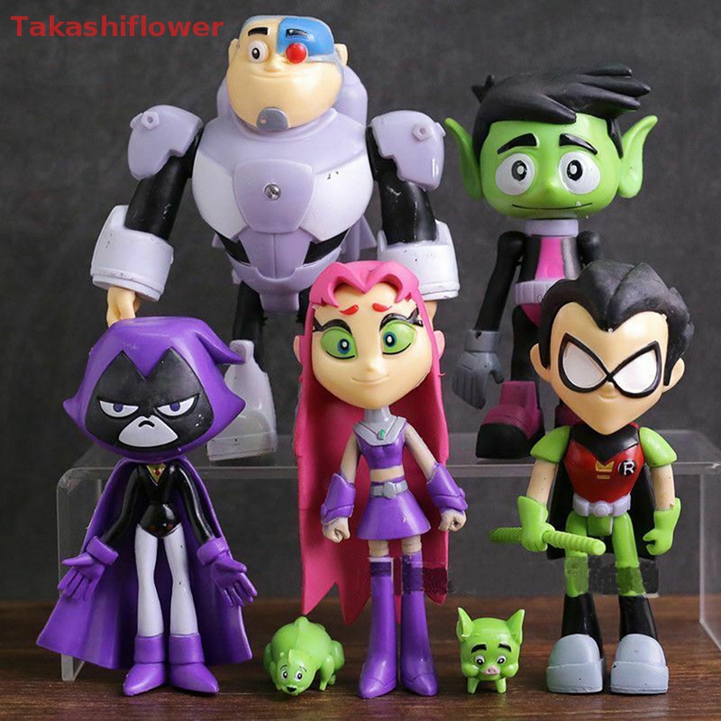 Set 7 Mô Hình Đồ Chơi Nhân Vật Trong Phim Hoạt Hình "Teen Titans Go Robin Cyborg Beast"
