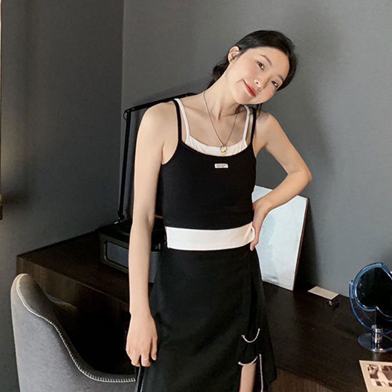 Áo thun hai dây XIYUYI in chữ phong cách Hàn Quốc thời trang mùa hè cho nữ