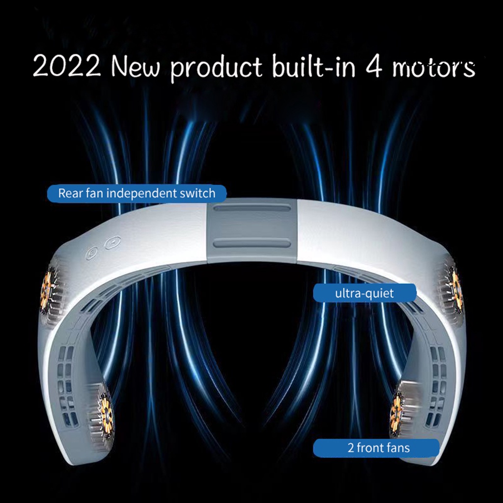 Quạt Sạc Micro USB Đeo Cổ Không Cánh 3 Cấp Độ Tiếng Ồn Nhỏ Gọn Có Thể Điều Chỉnh Dành Cho Hoạt Động Ngoài Trời