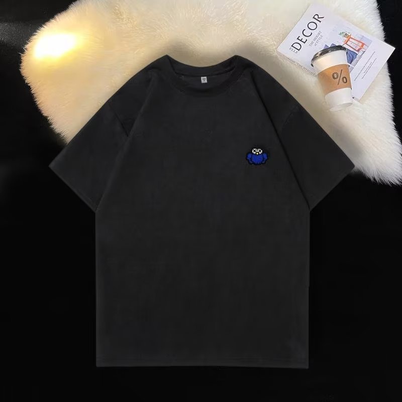 Áo Thun Da Lộn Tay Ngắn Dáng Rộng Thời Trang Mùa Hè Cho Nam