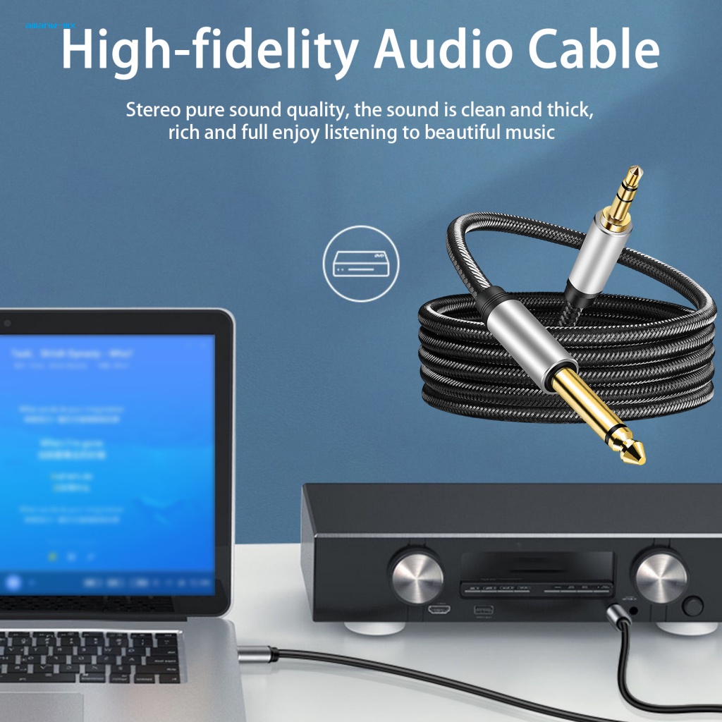 Dây Cáp Âm Thanh Truyền Tải Âm Thanh 35mm Trs Sang 65mm Ts Độ Trung Thực Cao Chống Ăn Mòn Cho Studio Guitar Amps Và Kênh 6ft