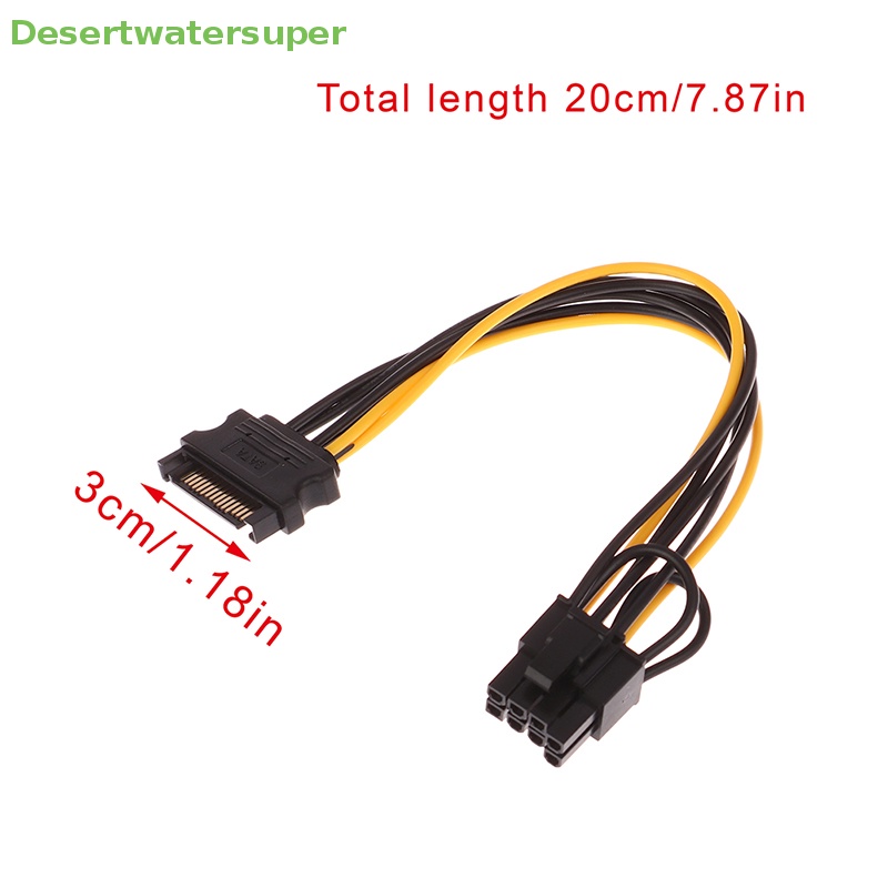 1 Cáp Nguồn 15Pin SATA Male Sang 8Pin (6 + 2) PCI-E Dài 20cm