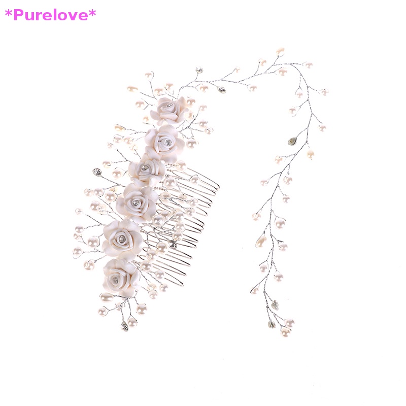 Lược Cài Tóc Hình Hoa Đính Ngọc Trai Nhân Tạo Dành Cho Cô Dâu Mới