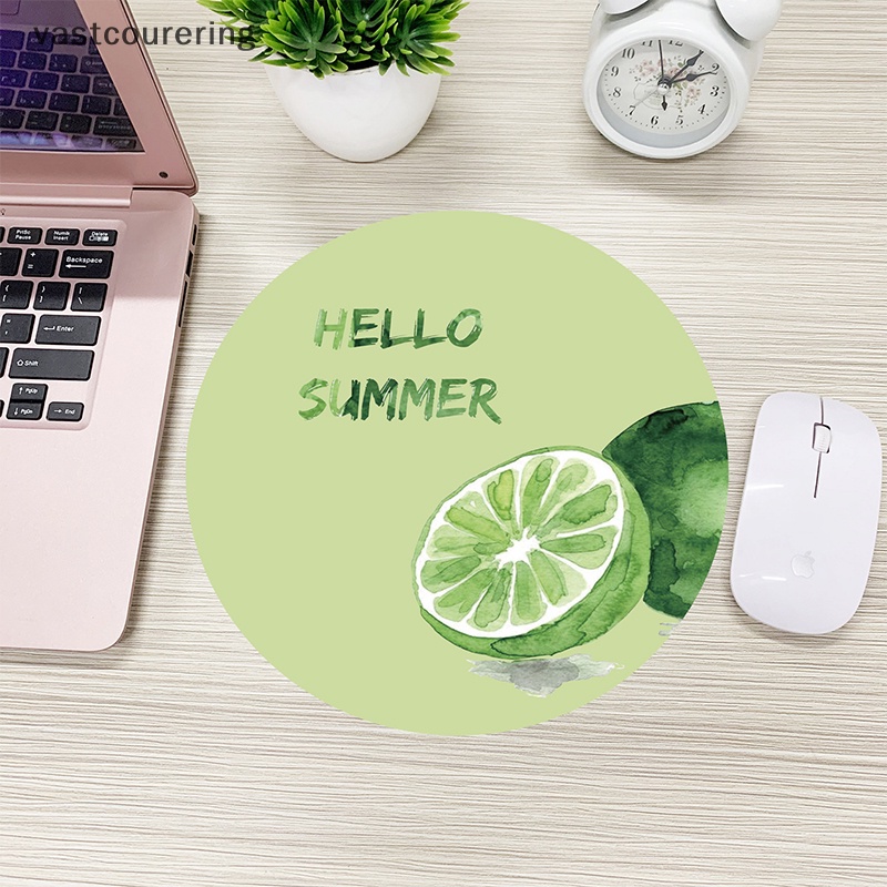 Thảm Lót Chuột Hình Tròn 20CM Chống Trượt Họa Tiết Trái Cây Hoạt Hình