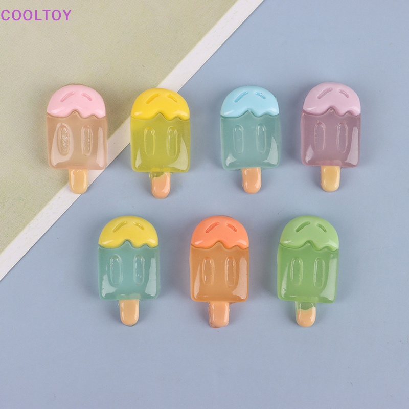 Cooltoy Set 2 Cây Kem Kẹo Mút Mini Bằng Resin Phát Sáng Màu Sắc Ngọt Ngào Dễ Thương Trang Trí Thủ Công DIY Quà Tặng Bán Chạy