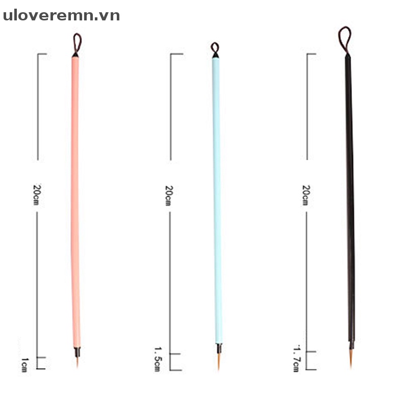 Set 3 Cọ Vẽ Trang Trí Móng Tay Nghệ Thuật Uloveremn Bằng Thép Nylon Bền Màu Sắc Đẹp Mắt