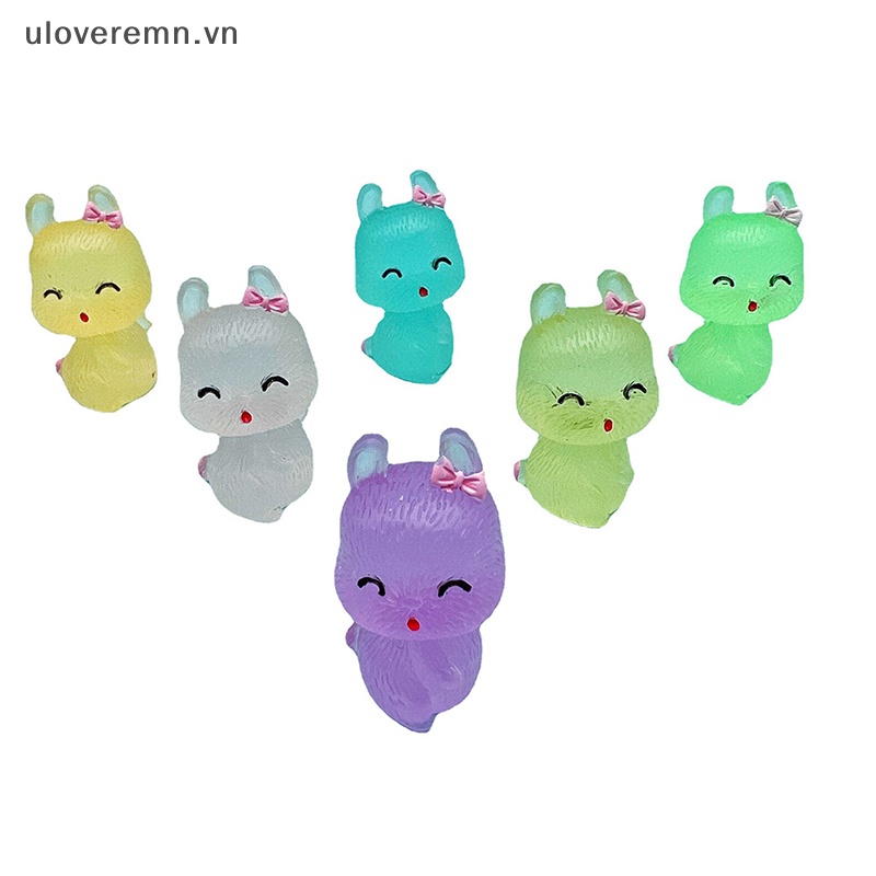 Set 2 Móc Điện Thoại Mini Bằng Resin Dạ Quang Hình Thỏ Dễ Thương DIY