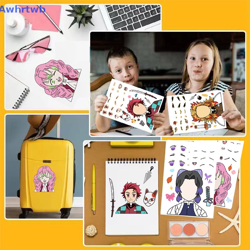 Bộ 8 Miếng Dán Hình Anime Demon Slayer Chống Thấm Nước Độc Đáo Cho Bé Mới