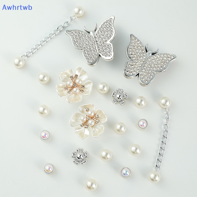 1 Bộ Phụ Kiện Trang Trí Giày Hình Giày Croc Đính Ngọc Trai / Bướm / Hoa Có Thể Tháo Rời Cho Bé Mới