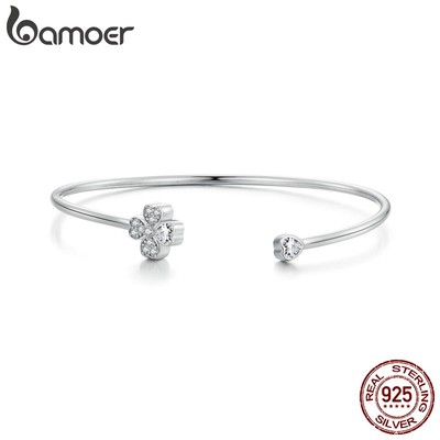 Vòng Tay Hở May Mắn Bamoer S925 Có Thể Điều Chỉnh Kích Thước Dành Cho Nữ