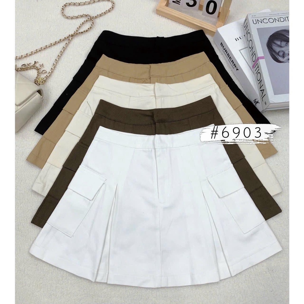 Chân váy V156 dáng A túi hộp chất kaki hàn có Bigsize 38-80kg