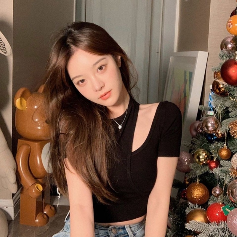 Áo Kiểu Trễ Vai Dáng Ôm Thời Trang Mùa Hè Phong Cách Hàn Quốc Quyến Rũ Cho Nữ