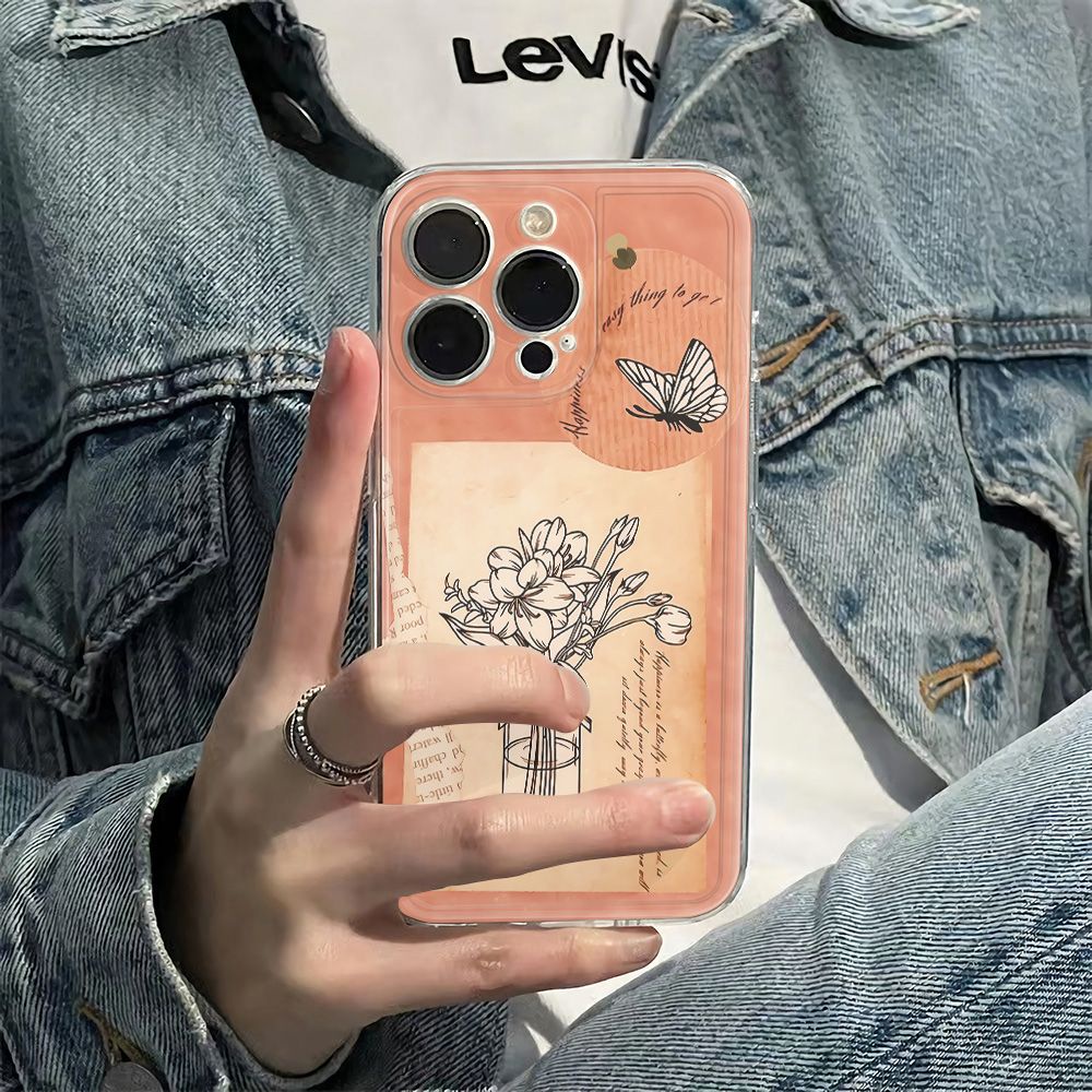 ✅Ốp Điện Thoại Mềm Chống Sốc Họa Tiết Bướm Phong Cách Retro Cho Iphone 11 12Plus 14pro 1378 max 6In