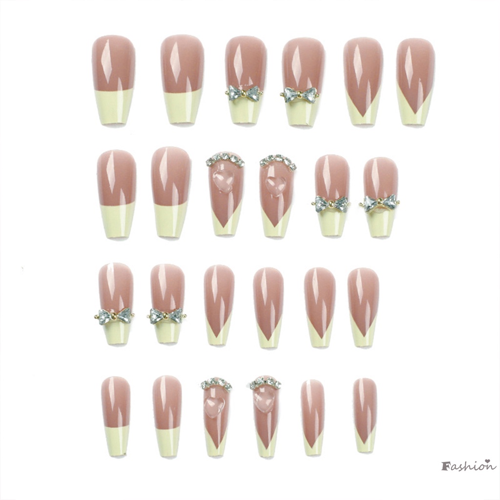 Móng Tay Giả Hình Vuông Họa Tiết Bướm Phong Cách Pháp