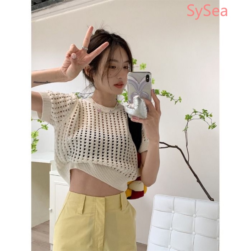 Áo Dệt Kim Thiết Kế Đục Lỗ Thời Trang Mùa Hè Cho Nữ