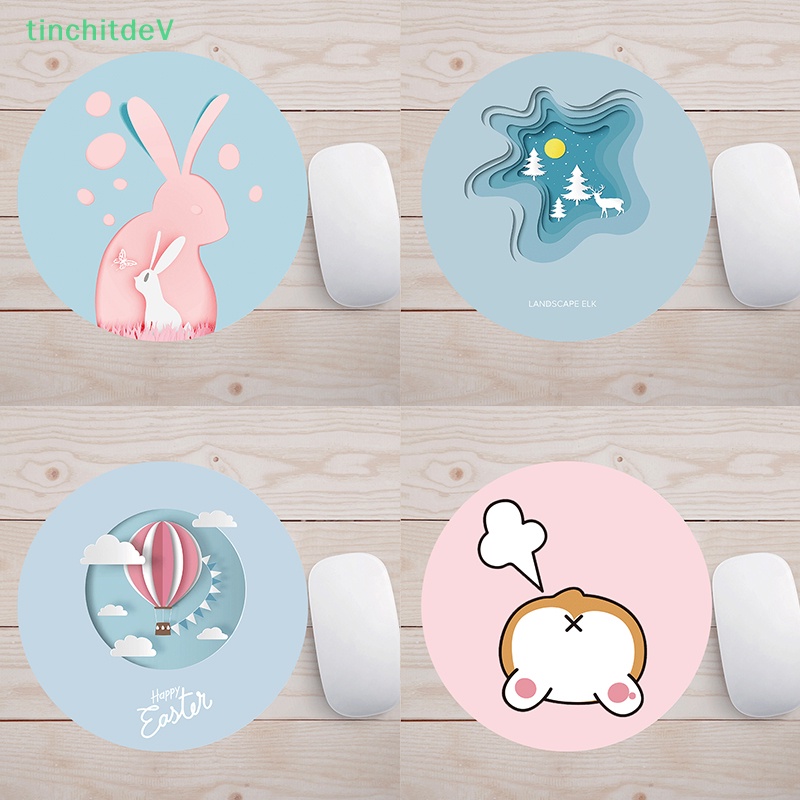 Thảm Lót Chuột Chơi Game Hình Tròn 20CM Chống Trượt In Họa Tiết Hoạt Hình Dễ Thương
