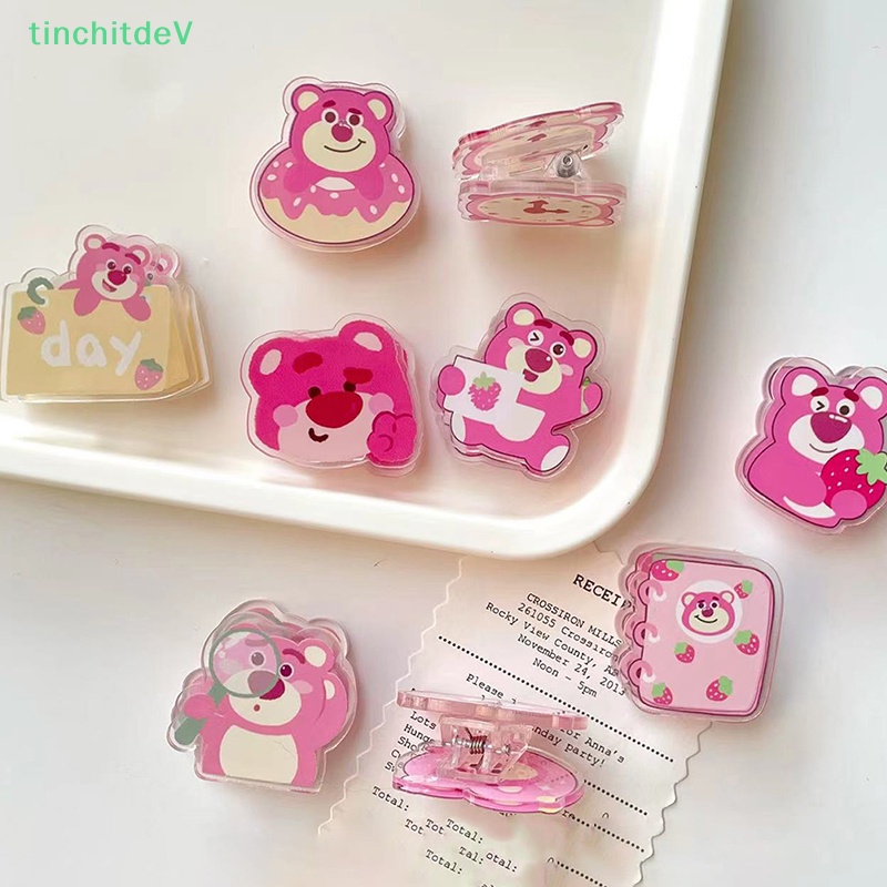 1 Kẹp Giấy / Kế Hoạch Bằng Acrylic Hình Gấu / Dâu Tây Dễ Thương Trang Trí Văn Phòng / Trường Học
