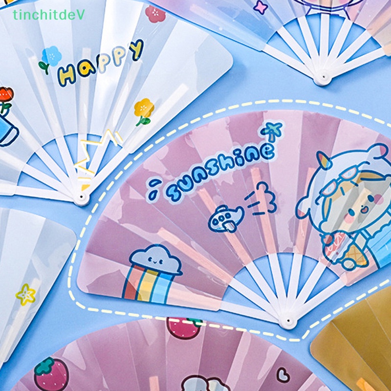 Quạt Xếp Mini Bằng Nhựa Họa Tiết Hoạt Hình Dễ Thương Thời Trang Mùa Hè Cho Học Sinh