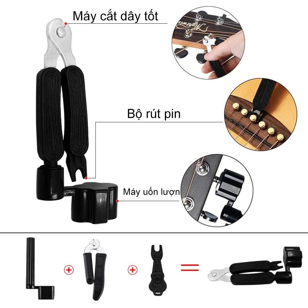 36cái phụ kiện guitar Bộ bảo vệ ngón tay String Bộ quay số guitar nhẹ Bộ chỉnh màn hình LCD