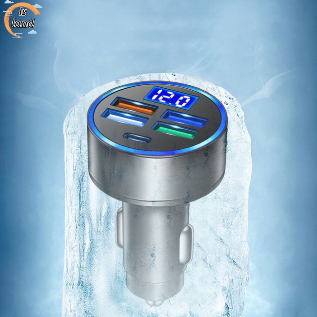 Bộ Sạc Nhanh 4 Cổng Usb Type-c Màn Hình Led Kỹ Thuật Số Hiển Thị Điện Áp 5 Trong 1 Chuyên Dụng Cho Xe Hơi