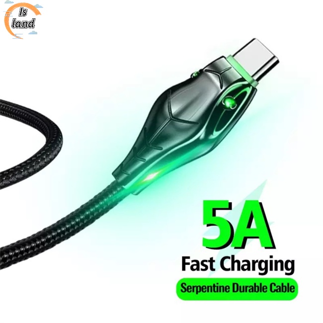 Dây Cáp Sạc Nhanh Android 5A Có Đèn Led Chuyên Dụng Cho Samsung Huawei Xiaomi