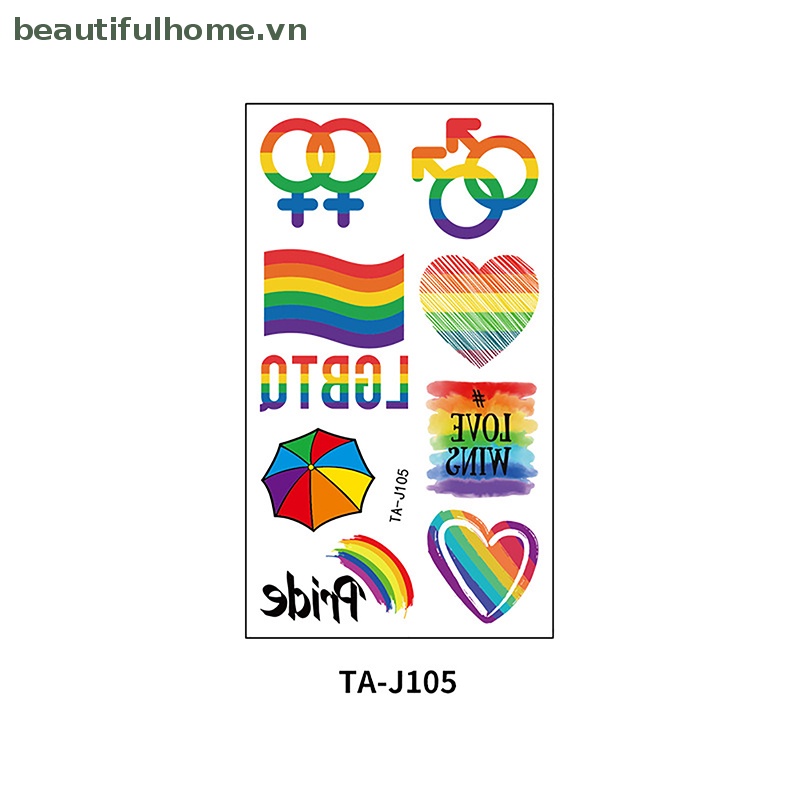 Miếng Dán Hình Xăm Tạm Thời Họa Tiết Rain Pride LGBT Chống Thấm Nước